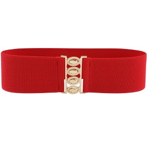 INSPIRE CHIC Women's Golden Interlock Buckle Stretchy Vintage Elastic Waist Belts 1 Pc - 1 of 4