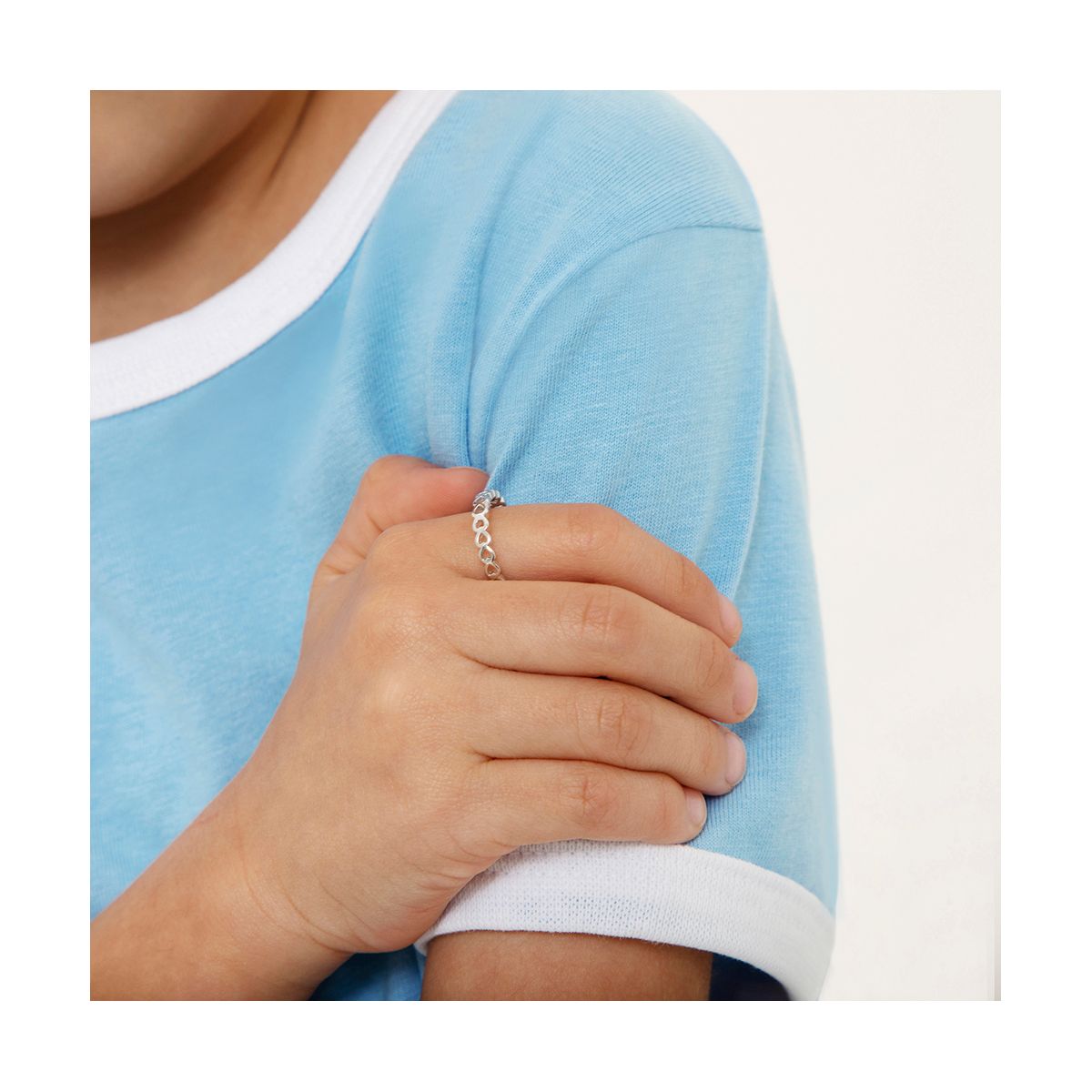 Girl's Band of Hearts Sterling Silver Ring - In Season Jewelry - thumbnail 2
