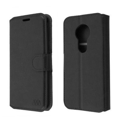 MYBAT For Motorola Moto G7 Play Black MyJacket Leather Fabric Case w/stand w/card slot