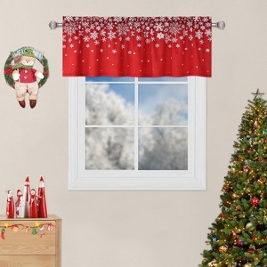 Christmas Snowflake Window Valance, Red Velvet Short Curtain, 52x15 Inch, Rod Pocket, 1 Panel, Holiday Window Treatment for  Bathroom, Bedroom - 1 of 4