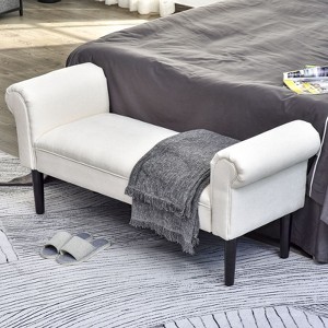 NicBex Modern 52" Bench Linen Upholstered Ottoman Bench with Armrests for Bedroom and Entryway - 1 of 4
