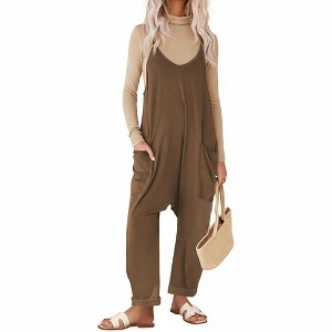 Ekouaer Womens Sleeveless Jumpsuit Loose Spaghetti Strap Baggy Overalls Jumpers Casual Long Pants Rompers with Pockets 2025 - 1 of 4