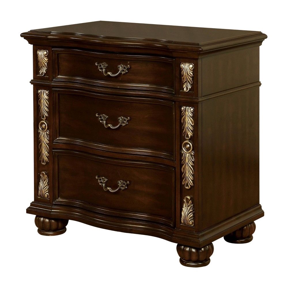 Photos - Storage Сabinet Mullberry 3 Drawer Nightstand with USB Plug Brown Cherry - HOMES: Inside +