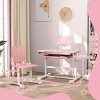 INFURNIC Kids Table Sets Height Adjustable Desk and Chair Set with Tilt Top and Book Stand for Study, Pink, 31.5"*19.7"*40.2" - 2 of 4