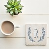 Personalization Mall Farmhouse Floral Personalized Letter Tumbled Stone Coaster Set - 2 of 4
