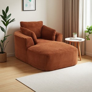 Oversized Corduroy Chaise Lounge Chair with Spring Cushion - 1 of 4