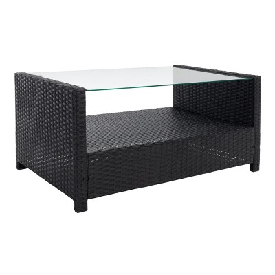 Vellor Black and Light Grey Wicker 4-Piece Patio Conversation Set