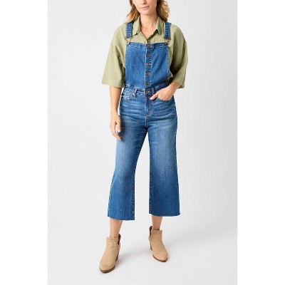 Women's High Waist Wide Leg Crop Overall Jeans - Judy Blue