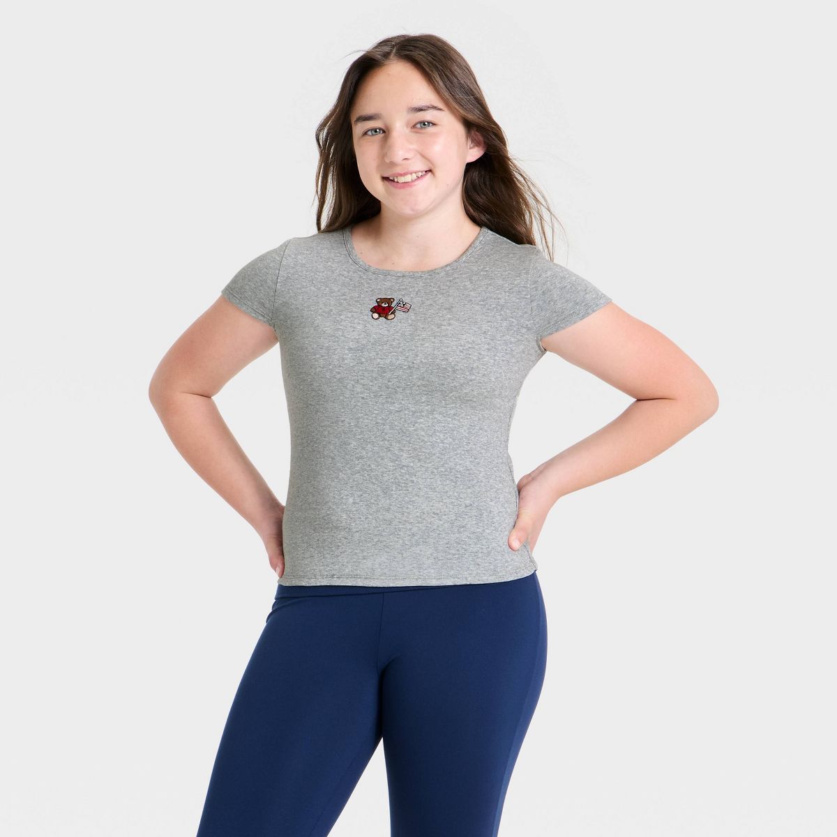 Girls' Embroidery Short Sleeve Baby T-Shirt 4th Of July Sunshine Graphic Baby T-Shirt - art class™