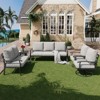 EROMMY 5 PCS Outdoor Metal Conversation Set With 360° Swivel Rocking Chairs, Sofa, Loveseat & Coffee Table For Patio, Garden, Deck Or Poolside - 2 of 4