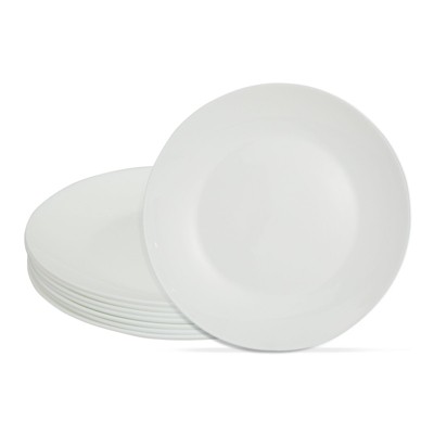 Juvale 8 Pack White Glass Dinner Plates For Kitchen Salad Supplies Dining Table Decor And Accessories White 8 5 In Target