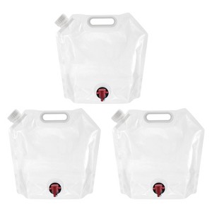 Unique Bargains Camping Hiking PE Collapsible Water Container Bags with Spigots 3 Pcs - 1 of 4