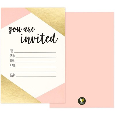 Best Paper Greetings 36-Pack Pink & Gold Foil Minimalist "You Are Invited" Invitation Cards for Party, 4 x 6 in