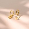 3 Pairs Small Gold Hoop Earring, 14K Gold Plated Earring Stacks Butterfly Heart Star Moon Bow Four Leaf Rhombus Round CZ Pearl - 4 of 4