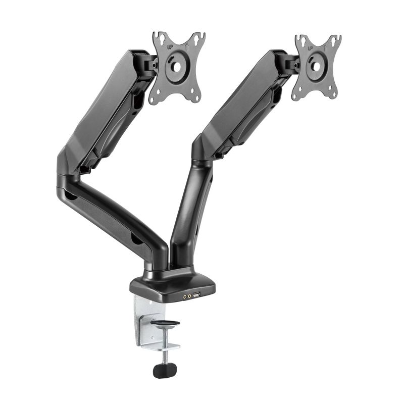 Premium Height Adjustable Double Monitor Arm Black - Rocelco, 3 of 14