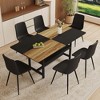 GDFStudio Napoli Modern Metal and Faux Leather 7 Piece Dining Set with Storage Shelf - 2 of 4
