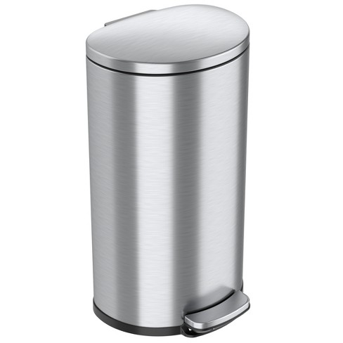Elama 30-Liter/7.9-Gallon Soft Pedal Cylindrical Trash Can ,Silver