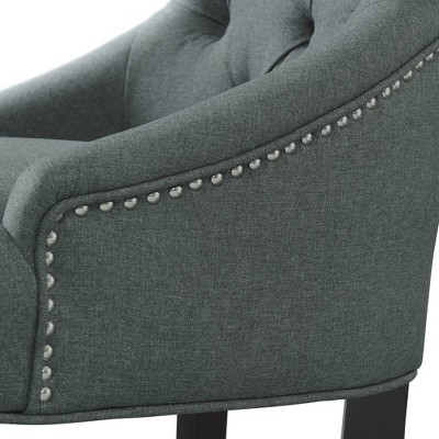Elegant Gray Tufted Upholstered Side Chair with Black Wooden Legs