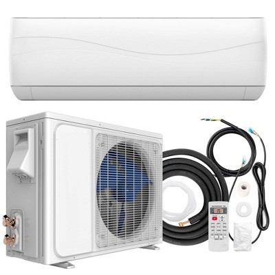 Tangkula 9000 Mini BTU AC Split-System 17 SEER2 Ductless Air Conditioner w/Pre-Charged Condenser White (9000BTU, 220V, 17 SEER2) w/ Remote Control