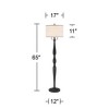Franklin Iron Works Diego Traditional 65" Tall Standing Floor Lamp Turned Column Pull Chain Black Metal Living Room Bedroom Reading Drum Beige Shade - 4 of 4