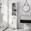 HOMCOM Farmhouse Narrow Bathroom Storage Cabinet with Recessed Drawer, Tall Slim Storage Cabinet with Barn Door - 3 of 4