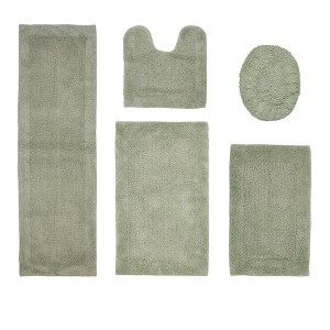 Edge Bath Rug 100% Premium Cotton Ultra-Soft Water Absorbent Tufted Solid Reversible 5 Piece Bathroom Rug Set for Machine Washable Bathmat - 1 of 4