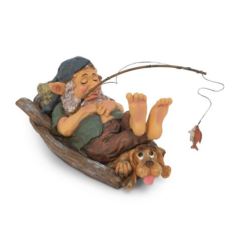 Gnome Fishing Statue Funny Lawn Gnome Statues Aesthetic Room Decor