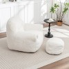 Faux Fur Bean Bag Chair with Footstool,Comfy Bean Bag Sofa for Adults and Kids,Stuffed Bean Bag Chair for Living Room,Reading Room-Coolbibila - 3 of 4