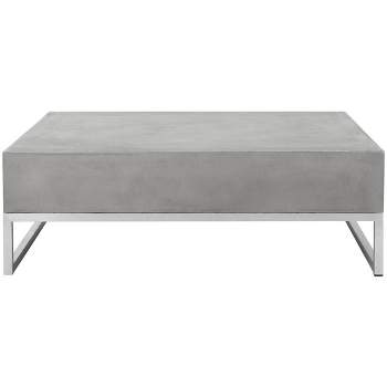 Eartha Concrete Indoor/Outdoor Coffee Table - Dark Grey - Safavieh.