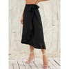 Coolmee Women's Ruffle Wrap Skirt Tie Waist Boho High Low Asymmetrical Midi Beach Skirt - 3 of 4