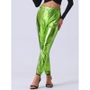 INSPIRE CHIC Women's Metallic Shiny Sparkle Elastic Waist Pants - 3 of 4
