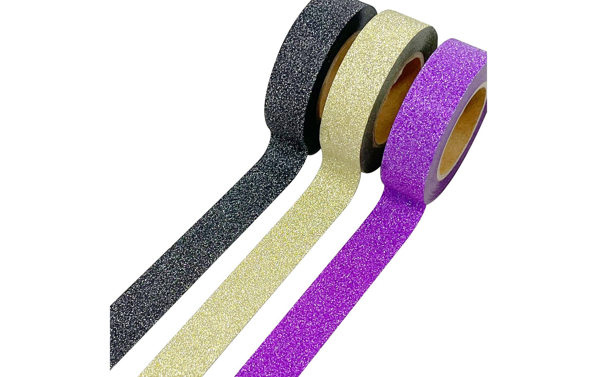 Wrapables Glitter and Shine Washi Tapes Decorative Masking Tapes (Set of 3), Solid Glitter Bold