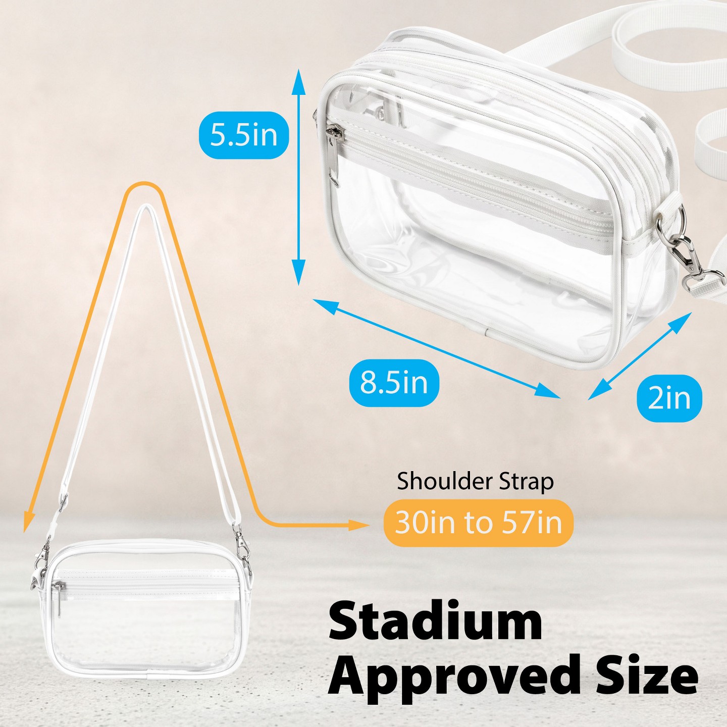 Сумка Garnen Clear For Stadium Events, Clear Purse For Stadium, Clear Crossbody for Concerts Festival, Stadium With Zipper and Adjustable Strap — фото 4