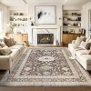 Washable Rug Vintage Floral Distressed Rug Non Slip Backing Low Pile Foldable Floor Cover Oriental Medallion Indoor Carpet Office - 2 of 4