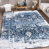 Washable Rugs 8x10 Non-Slip - Large Traditional Oriental Area Rug with Distressed Floral Print, Machine Washable Blue - 3 of 4