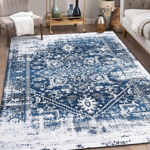 Living Room Rug Machine Washable Rug Oriental Neutral Rug Stain Resistant Non-Shed Carpet Vintage Rugs - 1 of 4