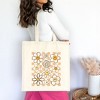 City Creek Prints Checkered Smiley Face Flowers Canvas Tote Bag - 15x16 - Natural - 2 of 2