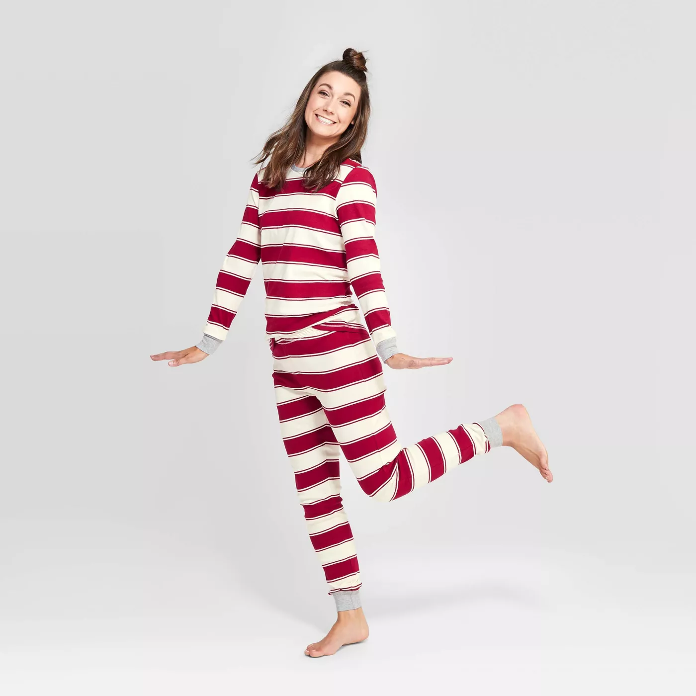 Burt’s Bees Baby® Women's Holiday Rugby Striped Pajama Set - Red 