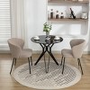Set Of 2 Dining Chairs with Black Legs,Boucle Fabric Dining Chair with Wing Back, Leisure Armless Chair Upholstered Accent Kitchen Chairs-Cuddlewood - 3 of 4