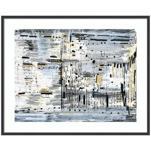 Kate and Laurel Framed Art Brookyln Bridge Horizontal by Leah Nadeau, 41x33, Stylish Black Narrow - 1 of 4