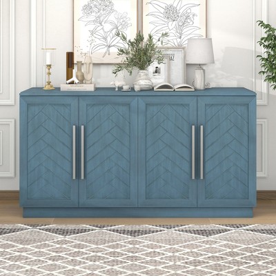 VYNXARIA Sideboard Buffet Cabinet with Storage,Buffet Cabinet with Adjustable Shelves Sideboard Cabinet for Dining Room,Living Room,Antique Blue