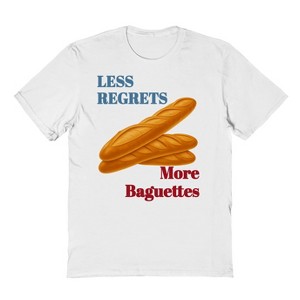 Rerun Island Men's Less Regrets More Baguettes Short Sleeve Graphic Cotton T-Shirt - White S - 1 of 4