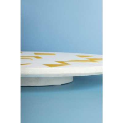 Olympia White Marble and Gold Lazy Susan 16"