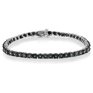 Haus of Brilliance Black Rhodium Plated Silver 1.0 Cttw Diamond Miracle Tennis Bracelet - 1 of 4
