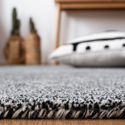 Hand-Tufted Black Wool Rectangular Area Rug