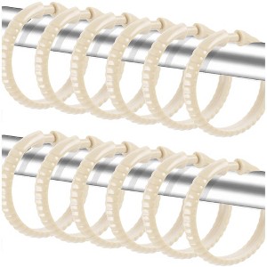 Home Mart Goods Ivory 12 Piece Premium Plastic Shower Curtain Hooks Rings Round 2.25" Inches - 1 of 3