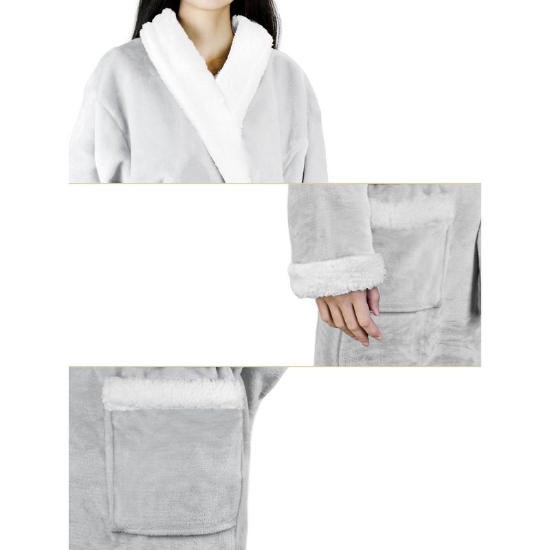 PAVILIA Soft Plush Women Fleece Robe, Cozy Warm Housecoat Bathrobe, Fuzzy Female Long Spa Robes, 5 of 8