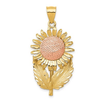 Black Bow Jewelry 14k Yellow and Rose Gold Large Two Tone Sunflower Pendant