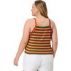 Agnes Orinda Women's Plus Size Stripe Crew Neck Sleeveless Stretch Camisole - 4 of 4