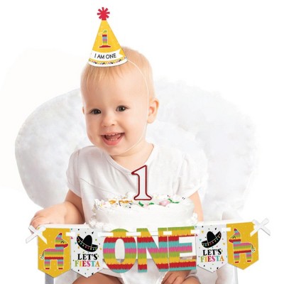 Big Dot of Happiness Let's Fiesta 1st Birthday - First Birthday Boy or Girl Smash Cake Decorating Kit - High Chair Decorations